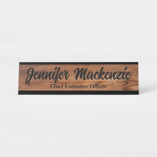 Modernes Namensschild Holzkörner Rustikales Schrei (Vorderseite )