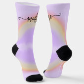 Modernes Namensskript personalisierter pastellfarb Socken (Gewinkelt)