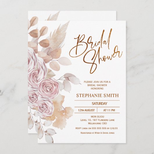 Modernes Naturkunde Boho Brautparty Einladung (Vorne/Hinten)