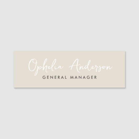 Modernes, natürliches Skript mit minimalem QRcode Namensschild (Vorderseite)