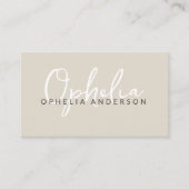 Modernes, natürliches Skript mit minimalem QRcode Visitenkarte (Vorderseite)