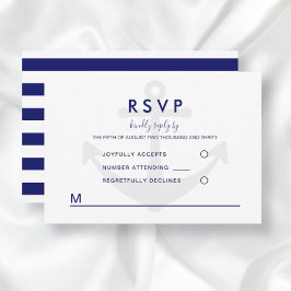 Modernes Nautic Anchor Wedding RSVP Karte