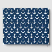 Modernes Nautical Navy Blue and White Wedding Foto Gästebuch (Rückseite)