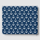 Modernes Nautical Navy Blue and White Wedding Foto Gästebuch (Rückseite)