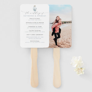 Modernes Nautical Seashell Foto Hochzeitsprogramm Fächer