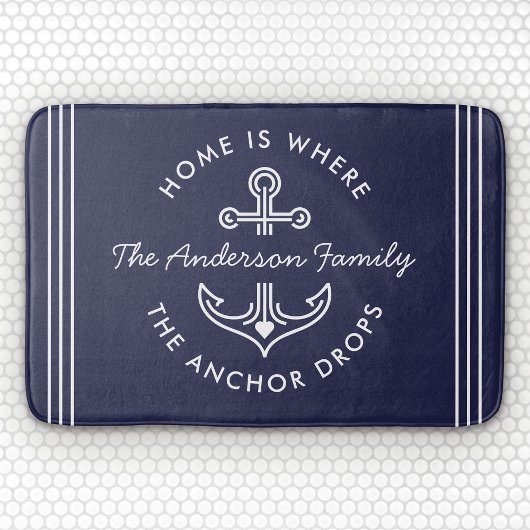 Modernes Nautikurteil mit eigenem Familiennamen Na Badematte