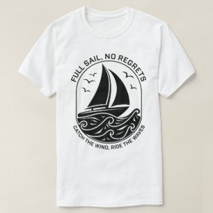 Modernes nautisches Logo mit Sailboat-Szene T-Shirt