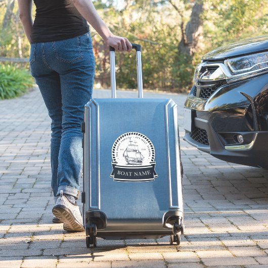 Modernes nautisches Personalisiertes Boot Aufkleber (Koffer Insitu)