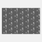 Modernes nautisches Seepferd Badezimmer Marine Gra Geschenkpapier Set (Vorderseite 3)