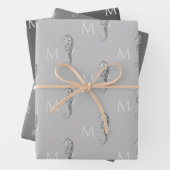 Modernes nautisches Seepferd Badezimmer Marine Gra Geschenkpapier Set (Beispiel)
