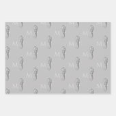 Modernes nautisches Seepferd Badezimmer Marine Gra Geschenkpapier Set (Vorderseite)