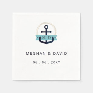 Modernes Navy Anchor Nautical Monogram Wedding Nic Serviette