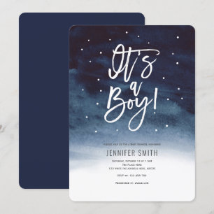 Modernes Navy Blau, Baby Boy Dusche Einladung