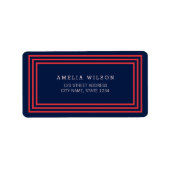 Modernes Navy Blau mit lachsfarbenen rosa Grenzübe Adressaufkleber (Vorne)