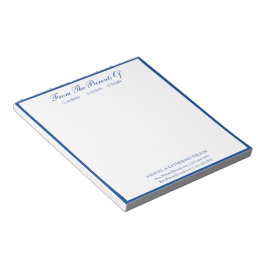 Modernes Navy Blau von den Eltern von Notepad Notizblock (angewinkelt)