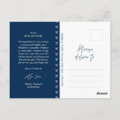 Modernes Navy Blu Bow Pattern Familienjubiläum Fot Postkarte (Rückseite)