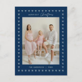 Modernes Navy Blu Bow Pattern Familienjubiläum Fot Postkarte (Vorderseite)
