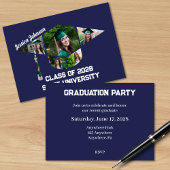 Modernes Navy Blue Abschluss Foto Collage Party Einladung