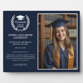 Modernes Navy Blue Abschluss Foto & Emblem Memory Fotoplatte (Vorderseite)