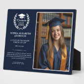 Modernes Navy Blue Abschluss Foto & Emblem Memory Fotoplatte (Seite)