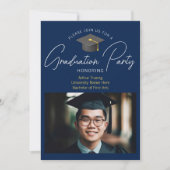 Modernes Navy Blue Abschluss Foto Party Einladung (Vorderseite)