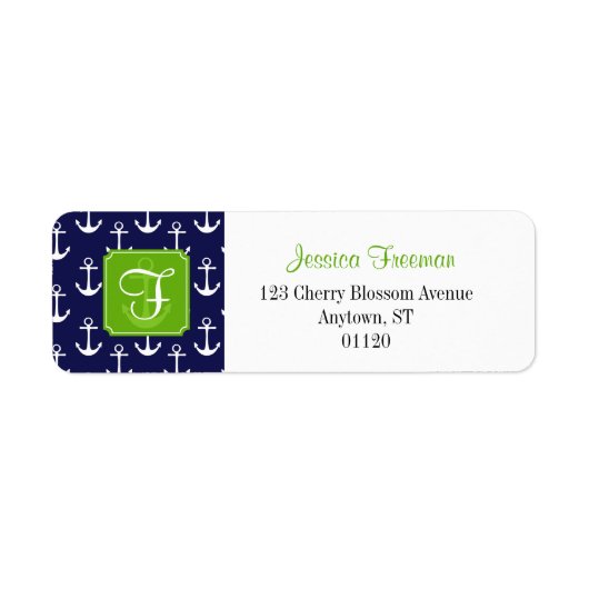 Modernes Navy Blue Anchors Muster Personalisiert (Vorne)