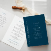 Modernes Navy Blue Bar Mitzvah Booklet geklappt Programm