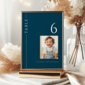 Modernes Navy Blue Bar Mitzvah Tischnummer Foto