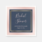 Modernes Navy Blue Blush and Gold Brautparty Serviette (Vorderseite)