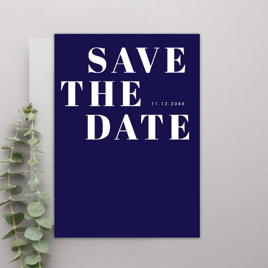 Modernes Navy Blue Bold Minimalistisch Simple Wedd Save The Date