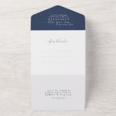 Modernes Navy Blue Elegante Chic Script Foto Hochz All In One Einladung (Außenbereich)