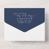 Modernes Navy Blue Elegante Chic Script Foto Hochz All In One Einladung (Rückseite)