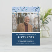 Modernes Navy Blue Foto Mann 82. Geburtstag Einladung (Stehend Vorderseite)