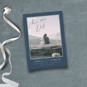 Modernes Navy Blue Foto Rettete unser Datum Save The Date