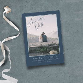 Modernes Navy Blue Foto Rettete unser Datum Save The Date
