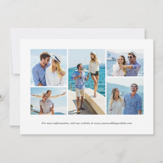 Modernes Navy Blue Gold Agate 5-Foto Save the Date Einladung (Rückseite)