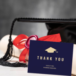 Modernes Navy Blue Gold Foto Vielen Dank Postkarte