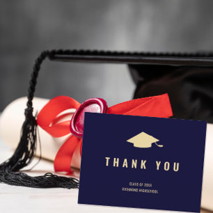 Modernes Navy Blue Gold Foto Vielen Dank Postkarte