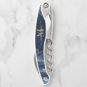 Modernes Navy Blue Gold Glitzer Agate Geode Monogr Kellnermesser (Rückseite)