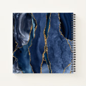 Modernes Navy Blue Gold Glitzer Agate Geode Monogr Notizblock (Rückseite)