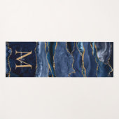Modernes Navy Blue Gold Glitzer Agate Geode Monogr Yogamatte (Vorderseite (Horizontal))