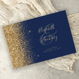 Modernes Navy Blue Gold Glitzer Script Gästebuch