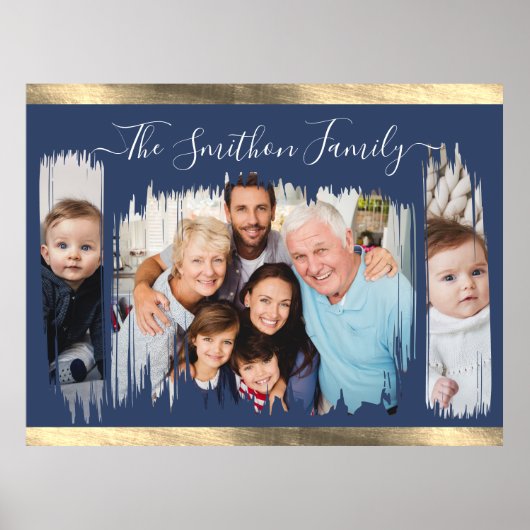 Modernes Navy Blue Gold in Classy und Foto Poster (Vorne)