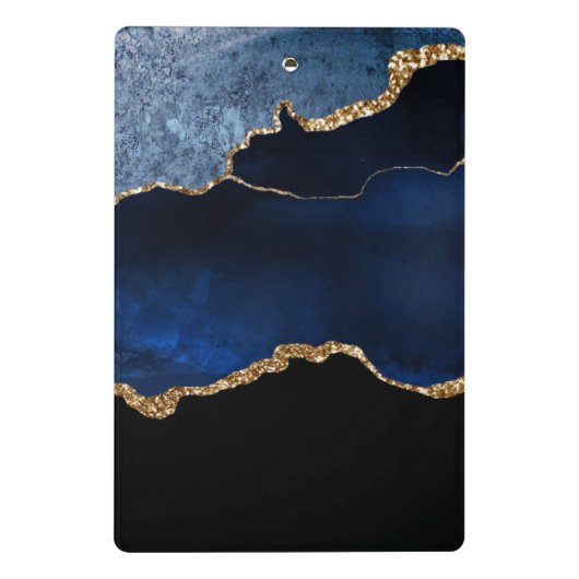 Modernes Navy Blue Gold Marmor Glitzer Office Mini Klemmbrett (Rückseite)