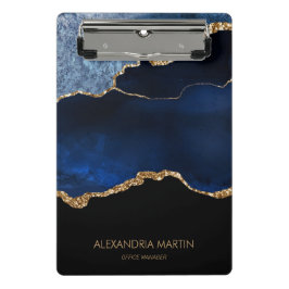 Modernes Navy Blue Gold Marmor Glitzer Office Mini Klemmbrett
