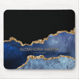 Modernes Navy Blue Gold Marmor Glitzer Office Mousepad