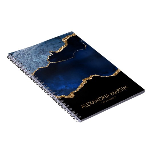 Modernes Navy Blue Gold Marmor Glitzer Office Notizblock (Rechte Seite)