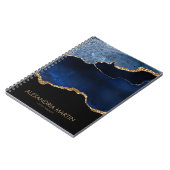 Modernes Navy Blue Gold Marmor Glitzer Office Notizblock (Linke Seite)