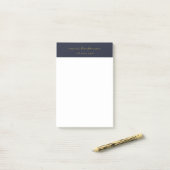 Modernes Navy Blue-Gold-Script-Monogramm Post-it Klebezettel (Auf Schreibtisch)
