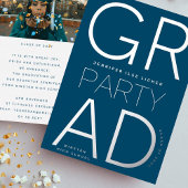 MODERNES NAVY BLUE GRAD PARTY Class of 2023 Silver Folieneinladung